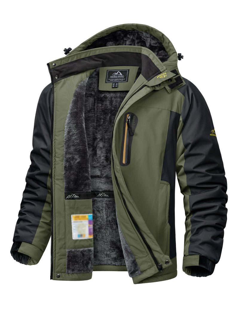 TACVASEN Winter Heavyweight Fleece Lined Parka Waterproof Men Ski Snowboard Jackets Windproof Removable Hoodie Coats Windbreaker