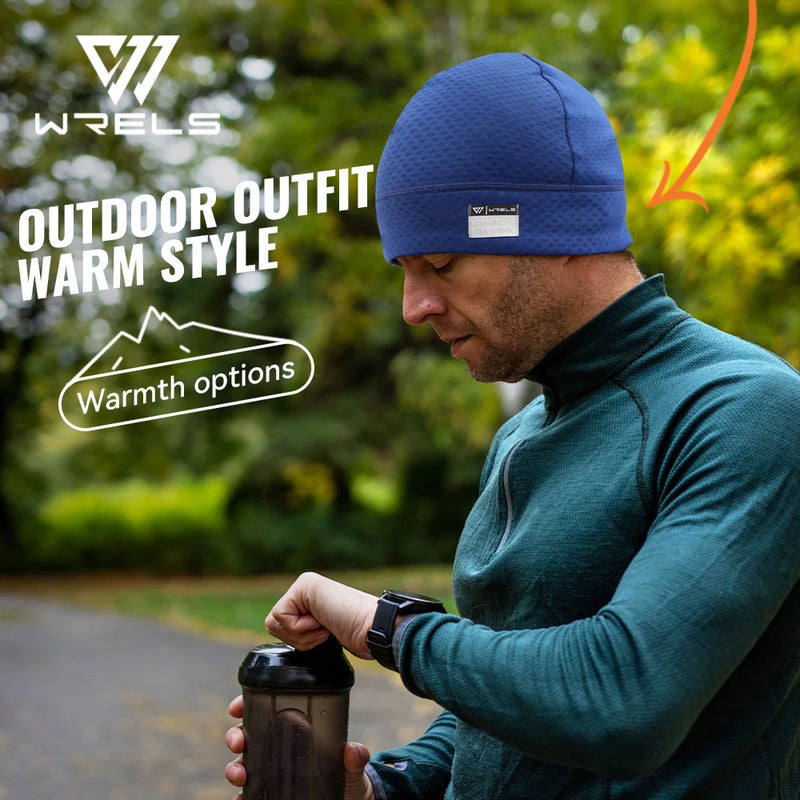 WRELS Unisex Soft Lightweight Sweat Absorbing Running Beanie Winter Fleece Lined Warm Breathable Cycling Hiking Sports Skull Cap