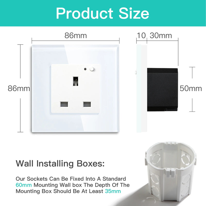 BSEED UK Standard Wifi Smart Socket Smart Double Electric Power Outlets Support Tuya Smart Iife Alexa Control 13A