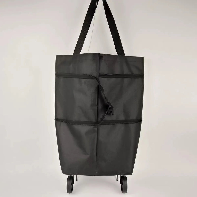 Portable Shopping Cart, Foldable Shoulder Bag with Wheels, Lightweight Hand-Pushed Cart for Home Use