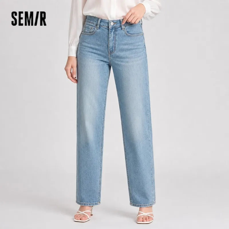 Semir Women Jeans Elastic 2026 Waist Retro Straight Urban Casual Everyday Style Soft Comfortable Daily Wear Trendy Versatile