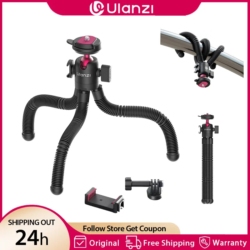 ជើងកាមេរ៉ា Ulanzi MT91 Cka ដែលអាចដោះចេញបានលឿន ជើងកាមេរ៉ា Octopus អាចបត់បែនបាន សម្រាប់ Gopro Insta 360 DJI Action Camera DSLR Phone 360 Ball Head Vlog
