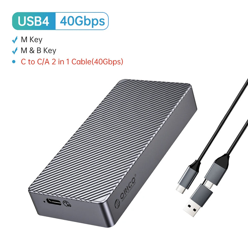 ORICO 40Gbps M.2 NVMe SSD Enclosure USB4 PCIe3.0x4 USB C Aluminum External Adapter Compatible with Thunderbolt 3 4 Tool Free