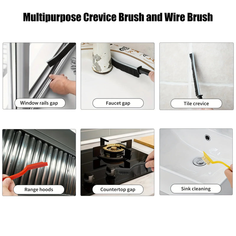 3/5Pcs  Crevice Cleaning Brush Set for Grout Gap Car Corners Window Groove Kitchen Tile Seam - Household Cleaning Tools