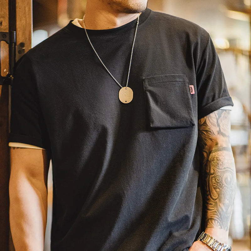 Maden Retro Fun Letter Printed Short-sleeved T-shirt Contrasting Color Round Neck Bottoming Shirt for Men's Summer Tops Tee