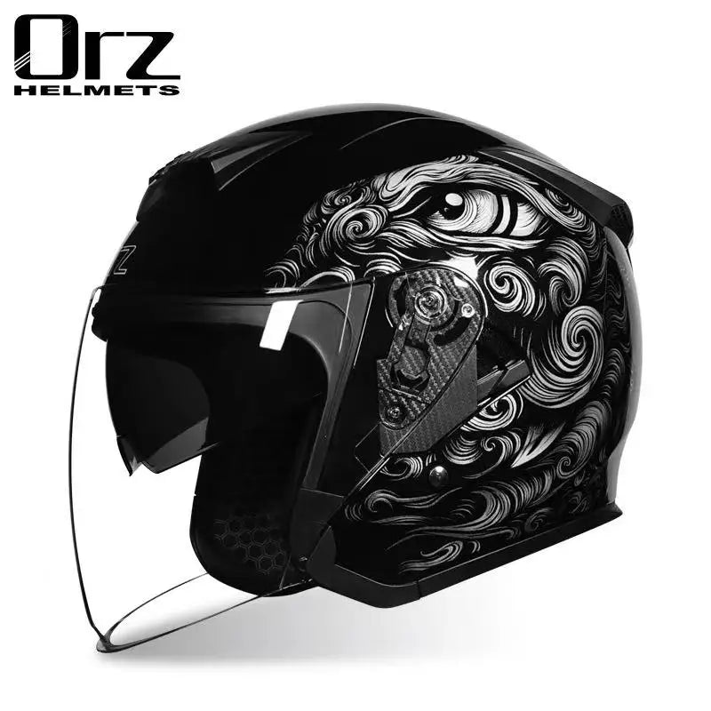ORZ-600 Double sided semi open motorcycle helmet with ABS shell, DOT approved lightweight motorcycle helmet for urban commuting