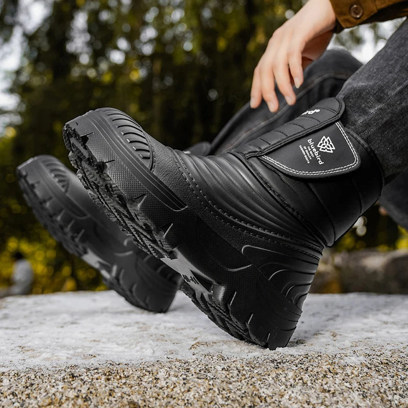 Men's Snow Boots Winter Warm Plush Casual Boots Soft Sole Anti-Slip Plus Size Outdoor Boots Fashion Youth Comfort High-Top Boots