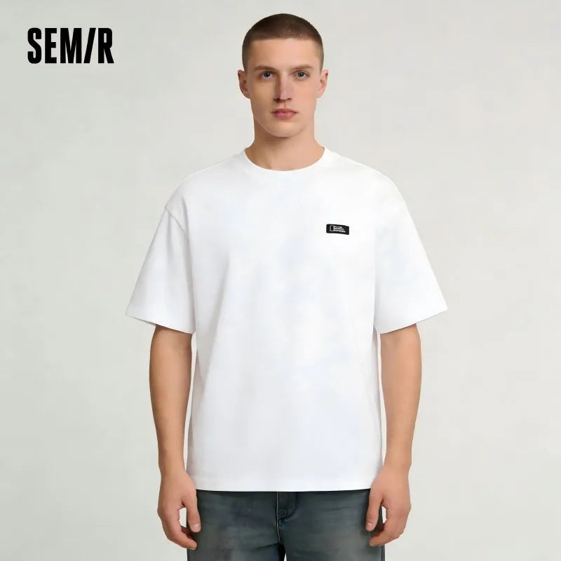 Semir Mens Tshirt 2026 Pure Cotton Knitted Couple Style Outdoor Printed Casual Soft Daily Wear