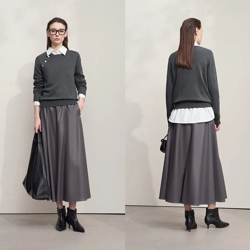 AMII Ladies Sweater 2026 Autumn New Solid Color Pullover Tops For Woman Long-sleeved O-neck Loose Casual Female Clothing12523096