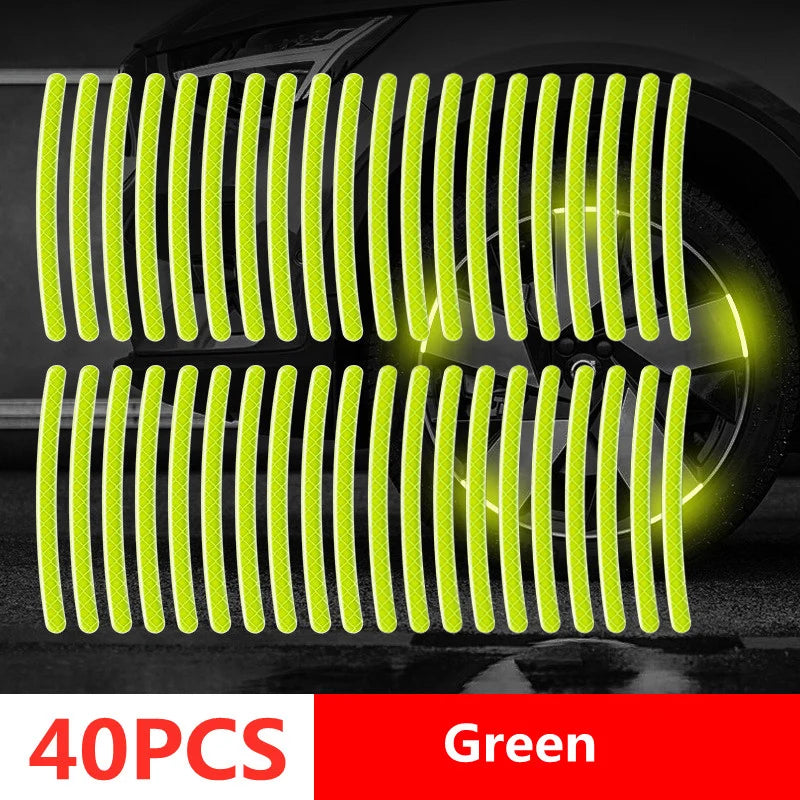SEAMETAL 20/40PCS Car Motorcycle Wheel Reflective Strips Colorful Hub Stickers Car Styling Decal Sticker Safety Warning Tape