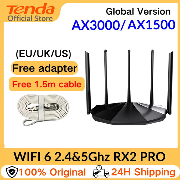 រ៉ោតទ័រ WiFi 6 AX3000 ឧបករណ៍ពង្រីកបណ្តាញឥតខ្សែ Gigabit Tenda 2.4G 5GHz Gigabit WIFI6 AX1500 ឧបករណ៍ពង្រីកបណ្តាញ Tenda AC1200 Wifi Booster