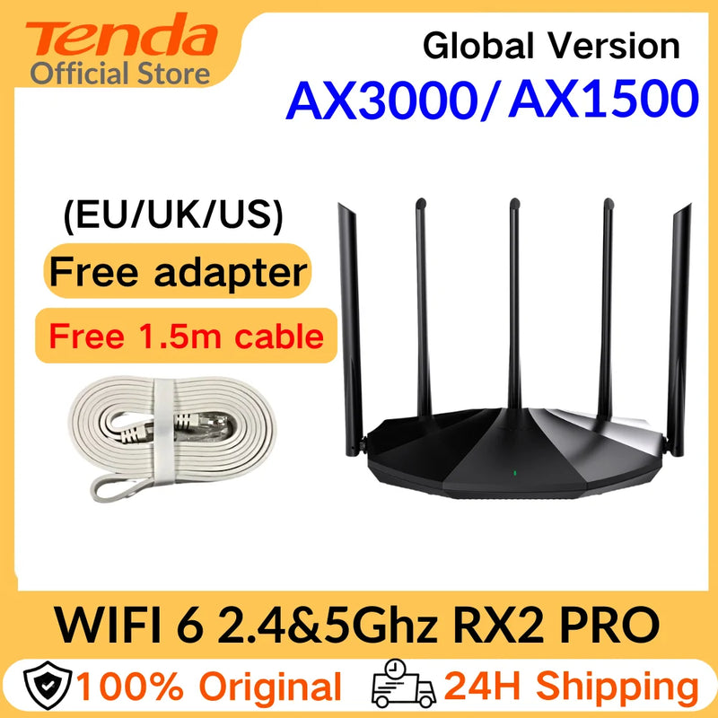 រ៉ោតទ័រ WiFi 6 AX3000 ឧបករណ៍ពង្រីកបណ្តាញឥតខ្សែ Gigabit Tenda 2.4G 5GHz Gigabit WIFI6 AX1500 ឧបករណ៍ពង្រីកបណ្តាញ Tenda AC1200 Wifi Booster