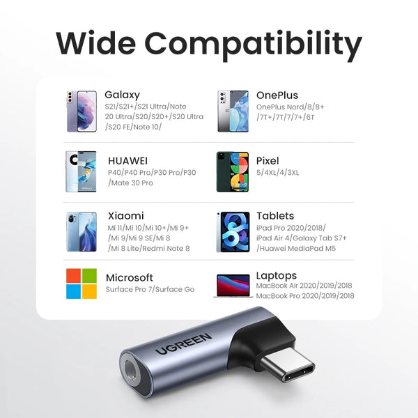 UGREEN USB C to 3.5mm Audio Headphone For Samsung Galaxy A52s S22 S21 iPad Pro 2022 Type C Aux DAC Earphone Mic Jack Adapter USB