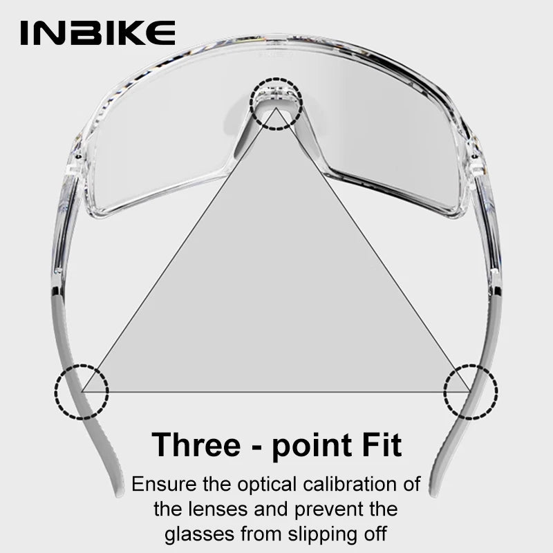 INBIKE Cycling Glasses Anti-Fog Photochromic Lens Windproof Sports Sunglasses for Road Mountain Biking Outdoor Sports Glasses