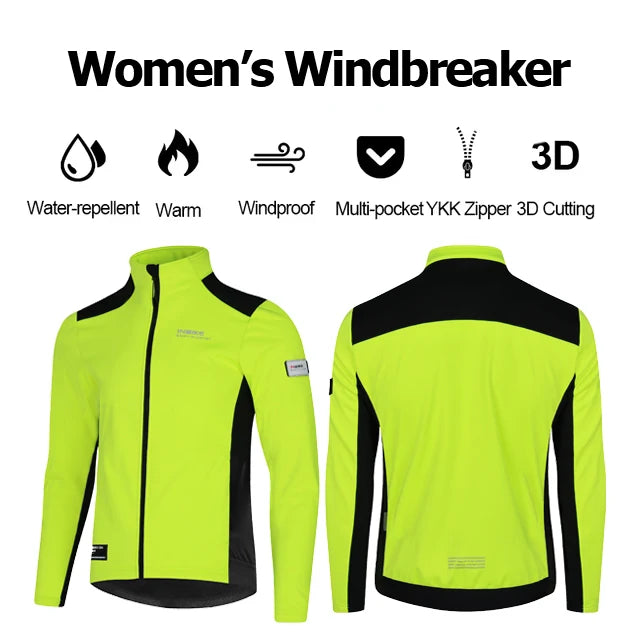 INBIKE 2024 Women Cycling Jackets Winter Thermal Softshell Jacket Windbreaker for Women Windproof Bicycle Clothing with Pockets