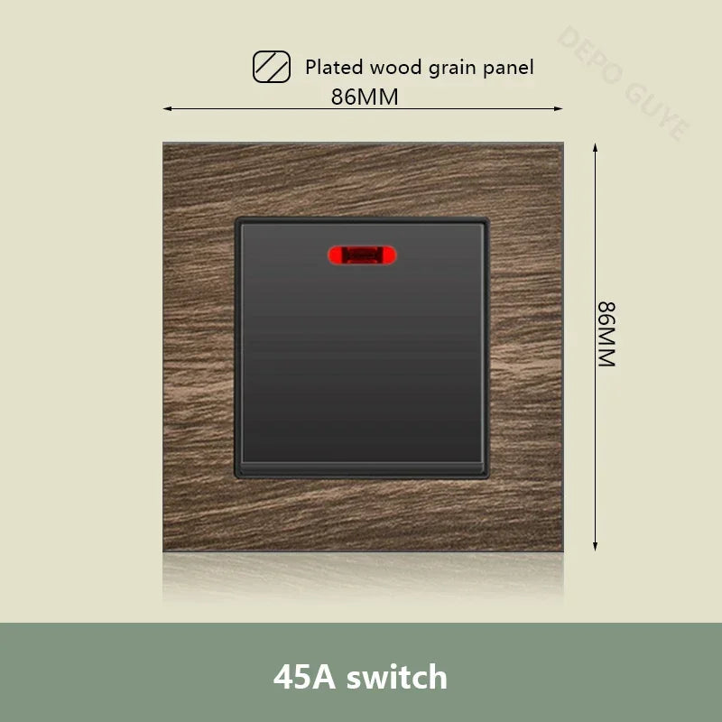 UK 18W Type-C Quick charge Dual Power Outlet,Universal Retro Wood Grain Electrical USB Socket,220V Electrical  Wall Light Switch