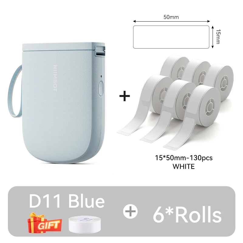 NiiMbot D11 Bluetooth Thermal Label Printer Portable Wireless Label Maker Machine Multiple Templates Available for Office Home
