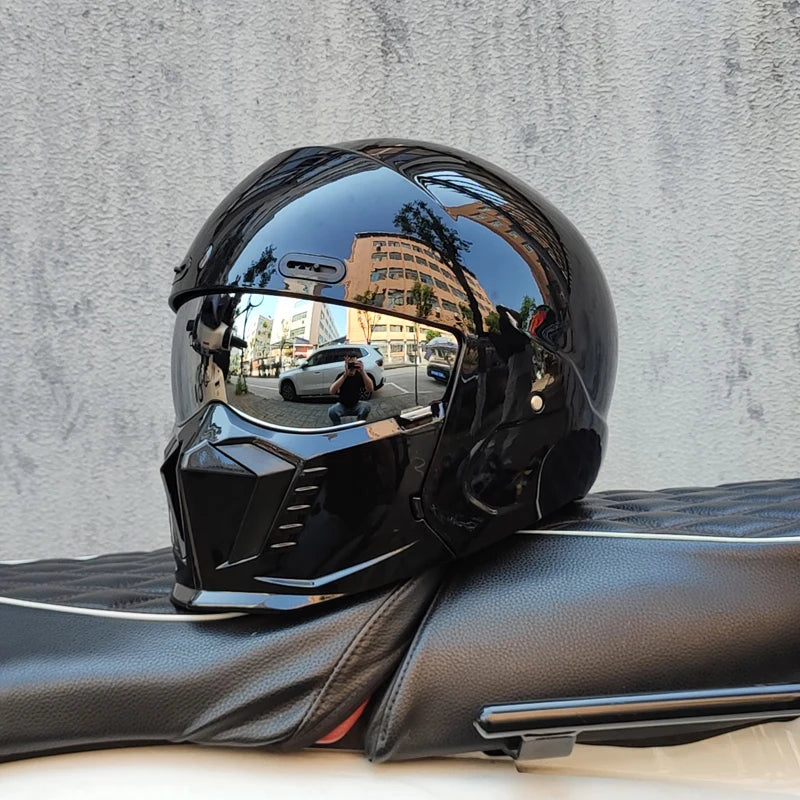 ORZ motorcycle retro helmet cruise men's and women's combination full helmet scorpion helmet reserved Bluetooth headphone slot