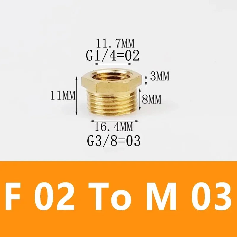 Brass Hex Bushing Reducer Pipe Fitting F To M Threaded 1/8 1/4 3/8 1/2 3/4 Reducing Copper Water Gas Adapter Coupler Connector