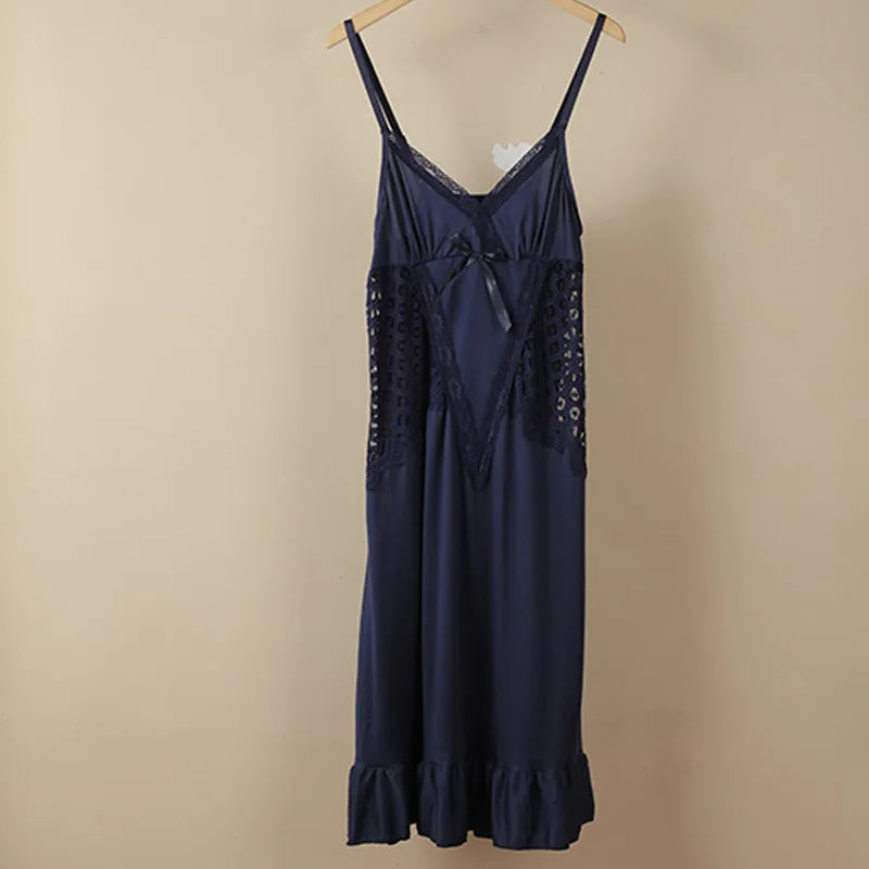 High-end Sexy Mesh Lace Nightdress Comfortable One Piece Pajamas Women's Thin Nightgowns Summer Ladies Sleepwear Home Dress