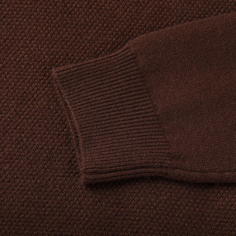 Men's solid color sweater, stretchy and warm for autumn, suitable for business casual daily commute.