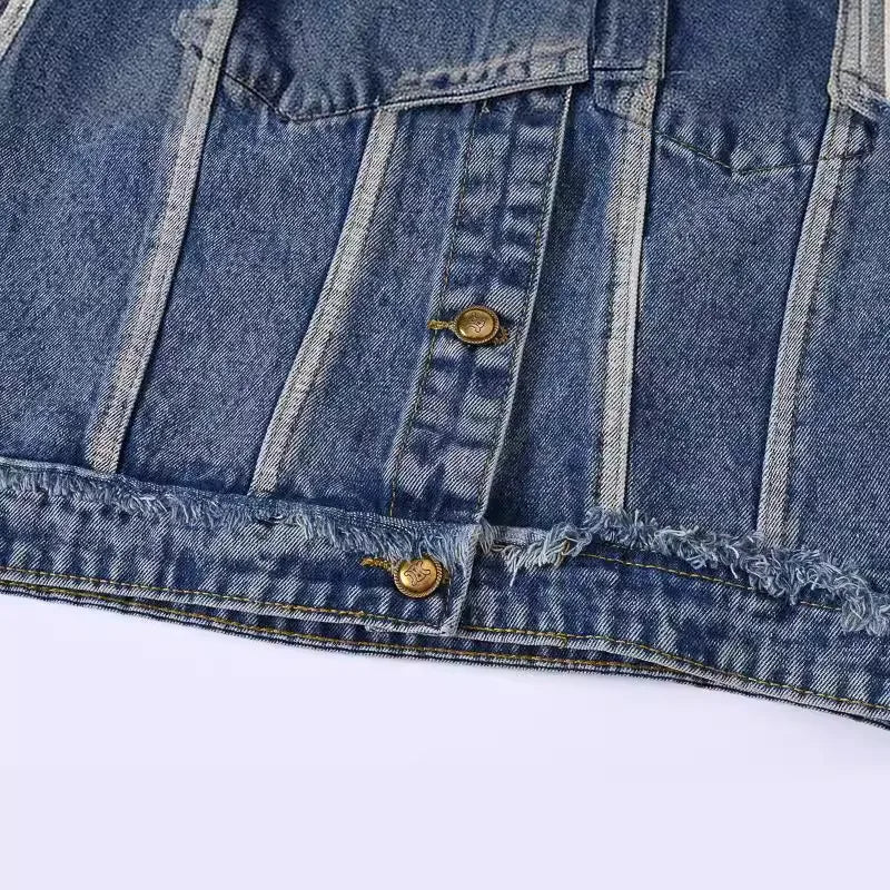 2026 New Women's Blue Denim Jacket, Single-breasted Lapel Long-sleeved Coat, Fashion Casual Female Tops