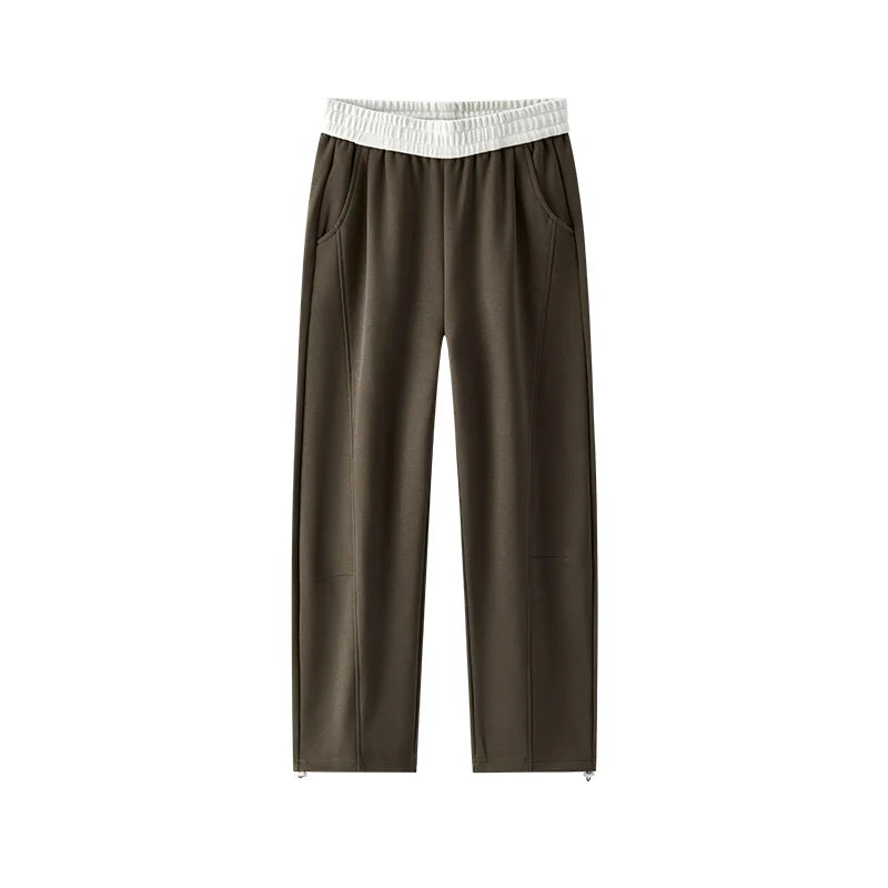 Semir Fleece Pants Women 2026 Spring Color Block Banana Wide Leg Split Design Casual Comfortable Stylish Sweatpants