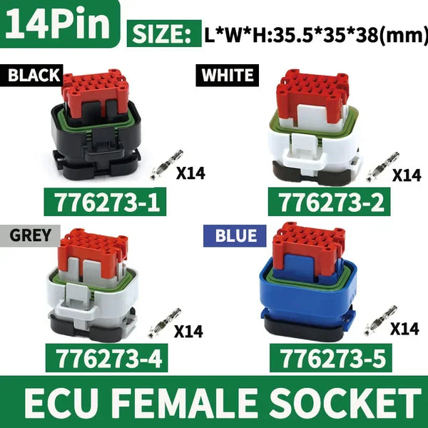 ឧបករណ៍ភ្ជាប់ ECU រថយន្តចំនួន 10 ដុំ 8/14/23/35 ម្ជុល ប្រុស និងស្រី ឈុតឌុយ ឆបគ្នាជាមួយ 770680-1 776273-1 776164-1 សម្រាប់ម៉ាស៊ីន