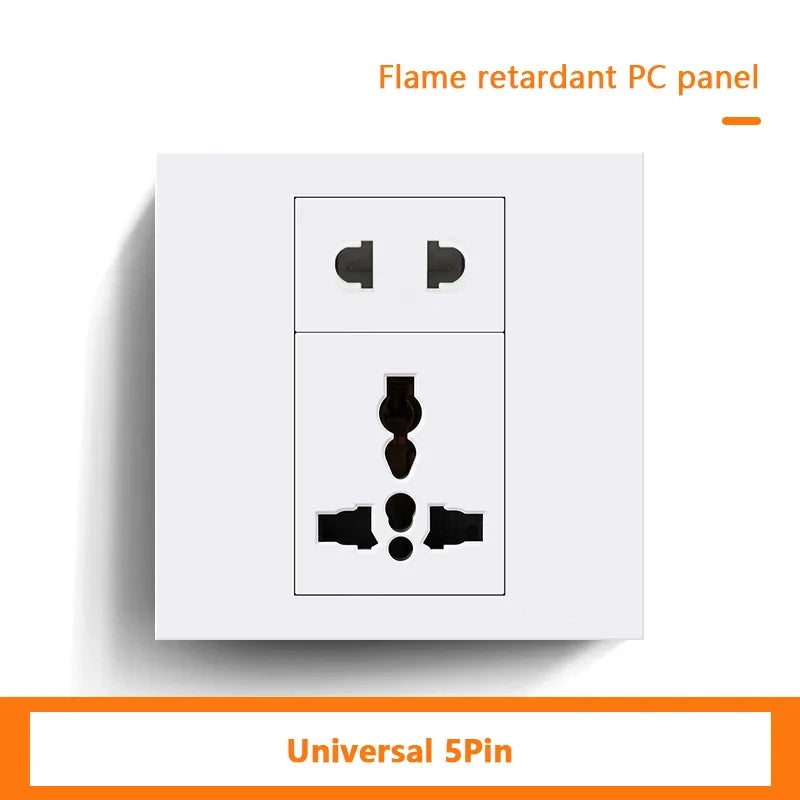 Universal 3-pin Wall Power Socket with Cat6 Network /HDML /USB Type-c/Fiber UK Wall PC Socket Intelligent Electrical Outlet plug