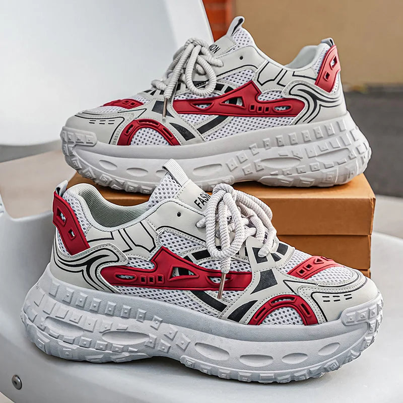 Chunky sneakers four seasons mesh breathable casual outdoor running fashion students speed light soft sole non slip sports shoes
