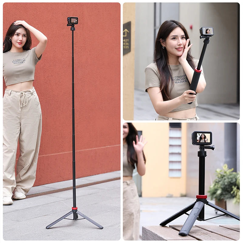 ដំបង Selfie ដែលអាចពង្រីកបាន Ulanzi Go-Quick II ទំហំ 1.4 ម៉ែត្រ សម្រាប់កាមេរ៉ា GoPro Hero 13 12 11 10 DJI Insta360 ដំបងបន្ថែមសម្រាប់កាមេរ៉ា