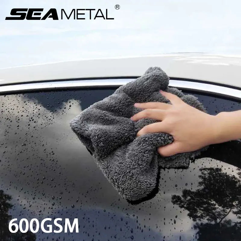 SEAMETAL 1/2/6pcs Microfiber Car Cleaning Towel 40x40cm Auto Cleaning Cloth Car Wash Care Rag Edgeless Towels for Car Accessorie