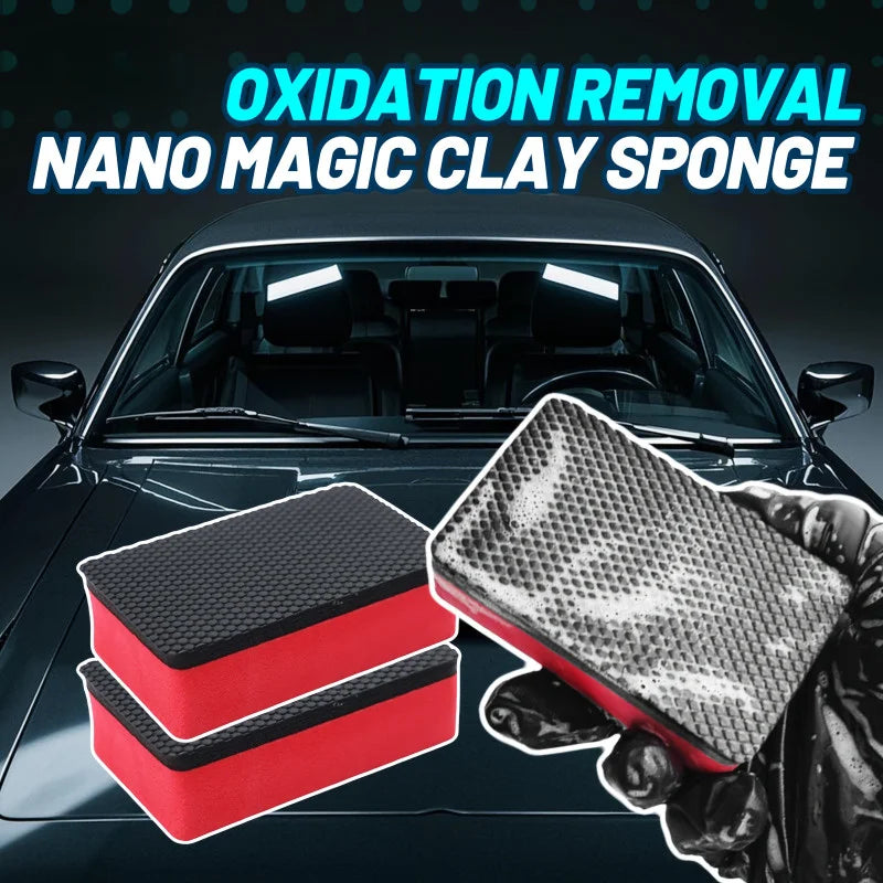 1~3pcs Nano Magic Clay Sponges Automotive & Multi-Surface Cleaning Natural Sponge, Cushion Foam & Anti-Slip EVA Car wash sponge