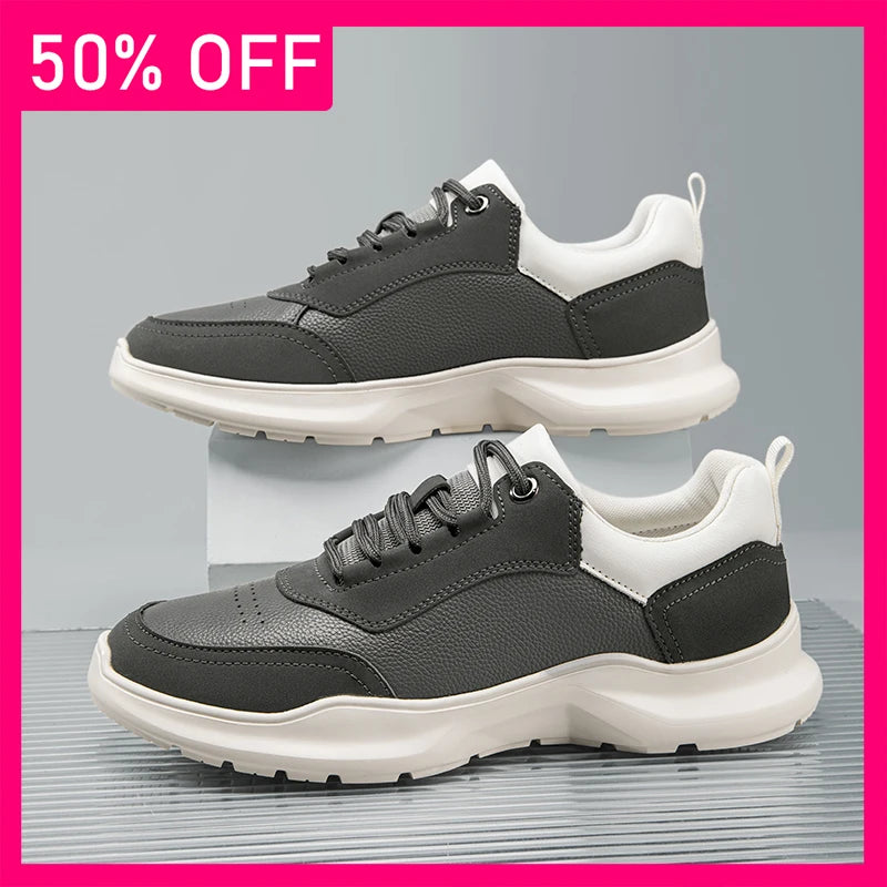 Men Sneakers High-quality Leather Comfort Wear-resistant Daily Commuting Leisure Shoes New Flat Bottom Anti Slip Fitness Shoes