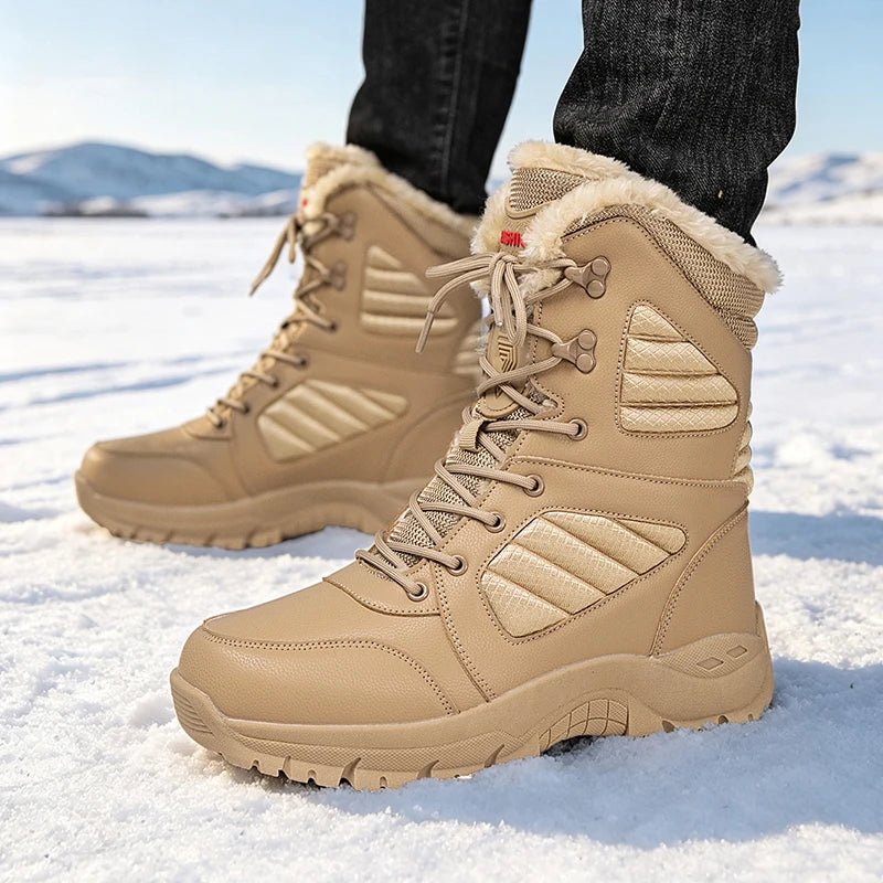 Men's high-top casual cotton boots winter warm plush outdoor cross-country anti slip jungle combat training boots hiking boots