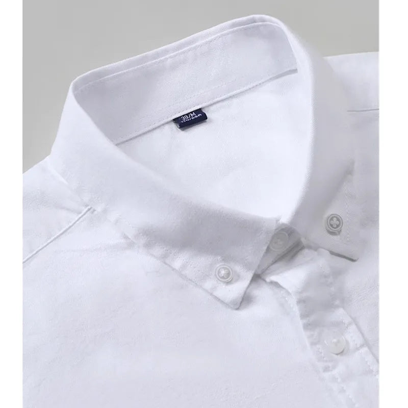 Button Down Collar Men's White Long Sleeve Cotton Shirt, Oxford Spun Business Casual Shirts,Asian Size M-4XL,Gray Blue Available