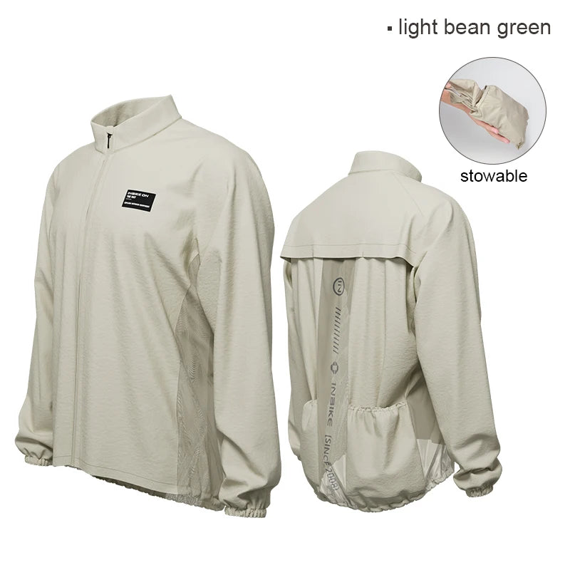 INBIKE Men's Long Sleeved Windbreaker MTB Cycling Clothing Windproof Bicycle Top Rain Jackets with Pockets Bike Biking Clothes