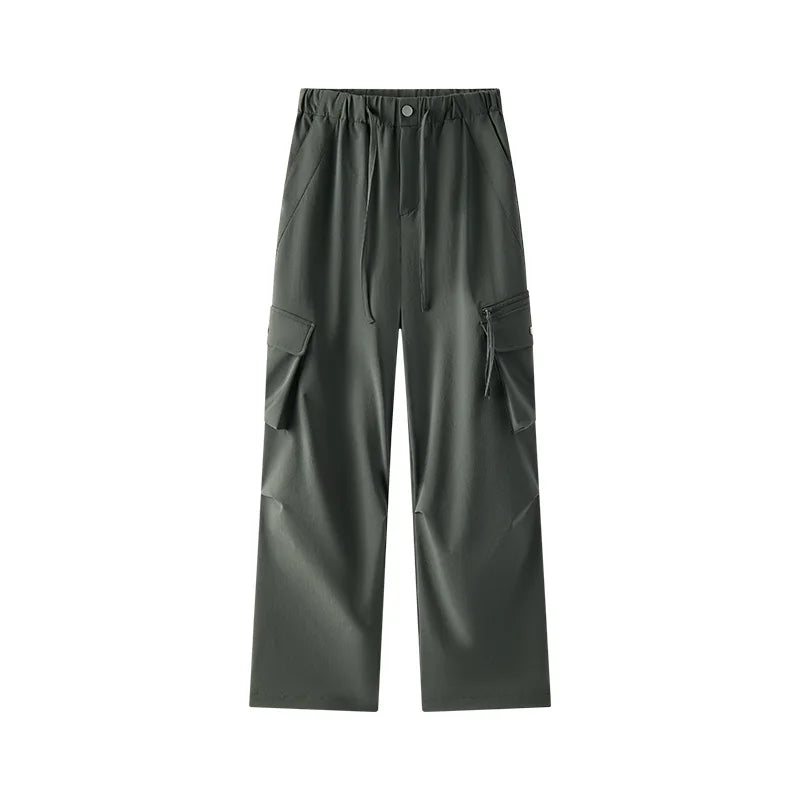 Semir Cargo Pants Woman Loose Solid Texture Elastic Waist Drawstring High Street Simple Style Wide Leg Pants Women Spring 2026