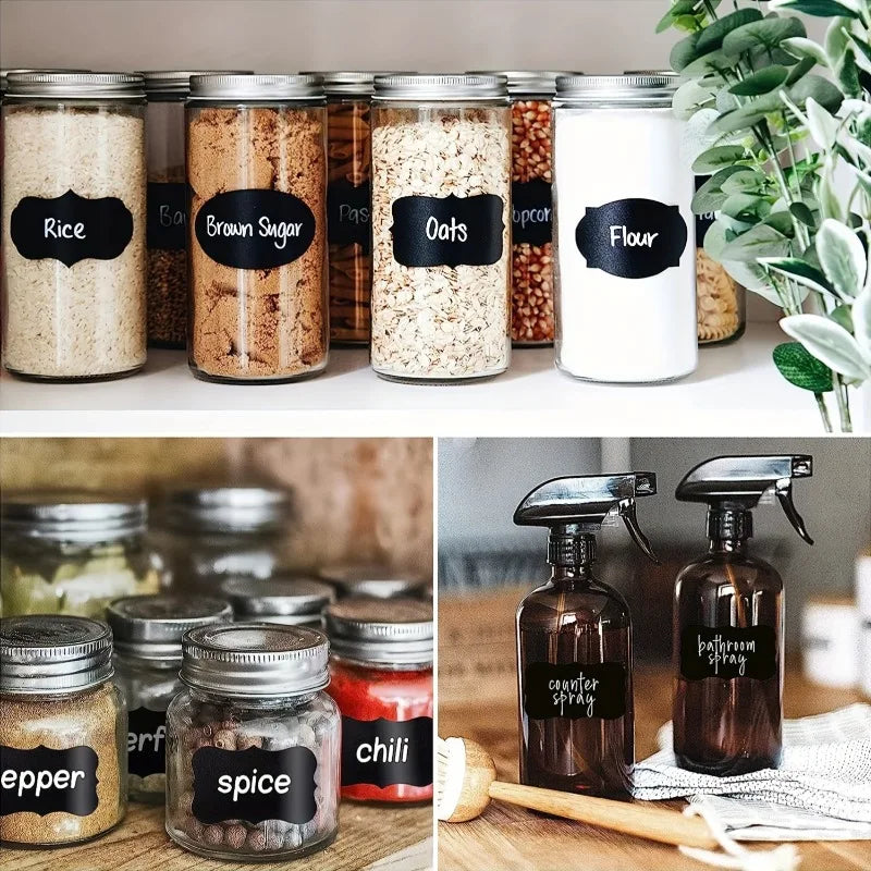 120pcs/roll Black Labels,Along with1 Liquid Chalk Pens,Perfect for Decorating Parties,Organizing Your Home, Kitchen, And Office.