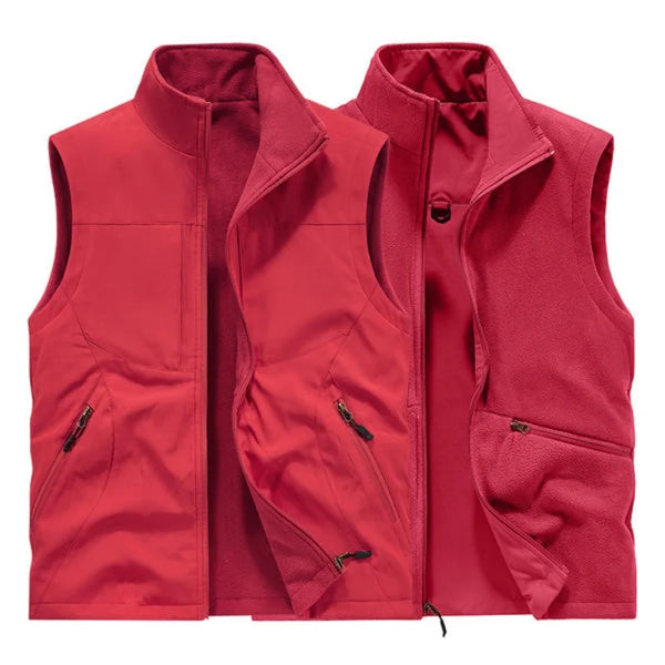 2025 Double-Sided Wear Polar Fleece Vest Outdoor Casual Style Large-Sized Loose Sleeveless Warm Men's Vest Autumn Winter