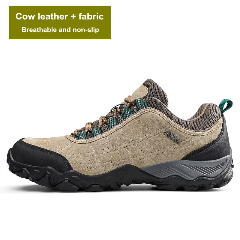 HUMTTO Waterproof Shoes for Men Hiking Shoes Leather Mens Sports Luxury Designer Outdoor Climbing Trekking Walking Sneakers Man
