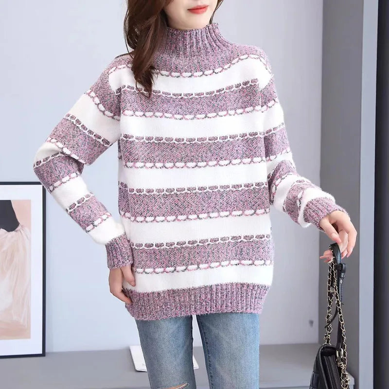 Thick Warm Student Sweater Tops New Turtleneck Winter Pullover Women's Jumper Spring Autumn Female Clothing Pulls Knitwear