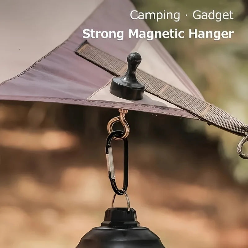 2pcs Camping Magnetic Hooks, Magnetic, Black, with Safety Suspension, for Tent, Gear Connection,Outdoor Adventure.hooks