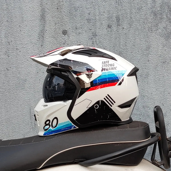 ORZ-163 Vintage caf é rider full face motorcycle helmet with detachable sun visor UV protection suitable for cruising streetcars