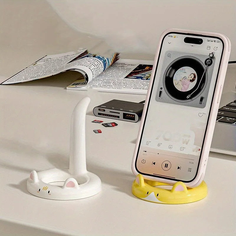 1pc Cartoon Phone Holder, Adjustable Angle,Portable Desktop Stand,Cute Design, Compatible with Most Phones.