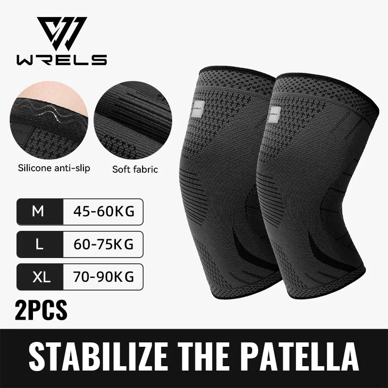 WRELS Professional Knee Support Compression Knee Sleeve Anti Slip Sports Fitness Kneepads Breathable for Running Knee Pain