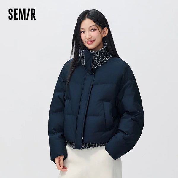អាវក្រៅ Semir សម្រាប់នារី រចនាបថស្រទាប់ៗ រលុង ៨០ ភាគរយ រោមចៀម រចនាបថទំនើប អាចប្រើប្រាស់បានច្រើនយ៉ាង ថ្មីឆ្នាំ ២០២៦