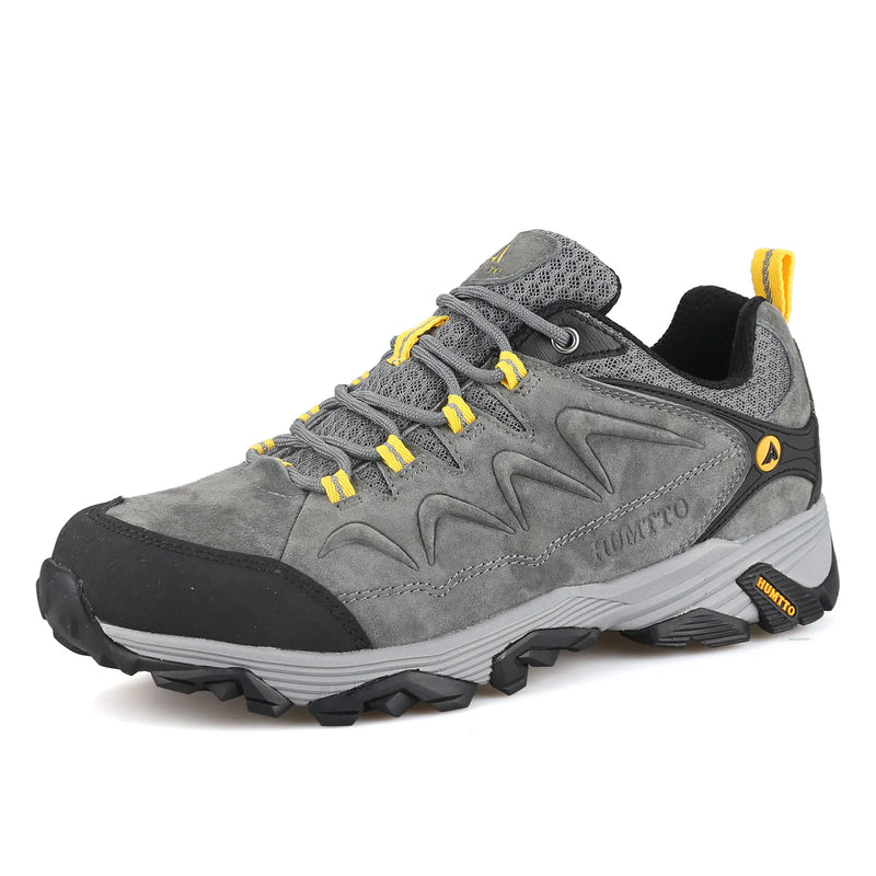 HUMTTO Genuine Leather Men's Sports Shoes Non-slip Hiking Shoes Winter Outdoor Safety Sneakers Breathable Trekking Boots for Men