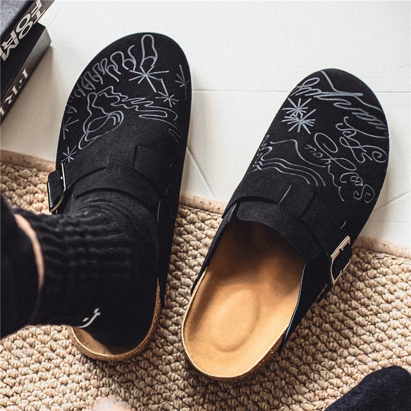 Men's Mules Casual Slippers Summer new Breathable lightweight outdoor walking shoes fashion youth comfort non slip semi slippers