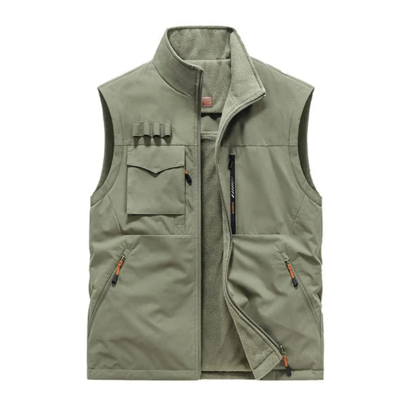 Double sided wear workwear style  Asian Size  Men Autumn and Winter warm sleeveless vest with fleece casual versatile